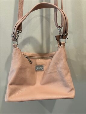 Jenna Kator Soft Pink Pebbled Leather Shoulder Bag with Silver Hardware